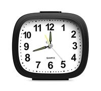AMIR Analog Alarm Clocks for Bedrooms, Ugraded 4'' Super Silent Non Ticking Battery Operated Small Analog Clock, Ascending Beep Sounds Snooze Light Functions Loud Alarm Clock for Heavy Sleepers
