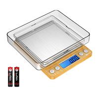 AMIR Digital Kitchen Scale, 500g Mini Pocket Jewelry Scale, Cooking Digital Food Scale with Back-Lit LCD Display, 2 Trays, 6 Units (Battery Included)