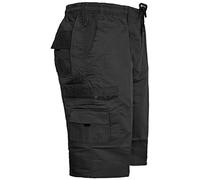 (AMIR)MENS CARGO COMBAT PLAIN SHORTS SUMMER COTTON BEACH SHORTS POCKETS LONG SZ 30-44[Black ,XXXXXL]
