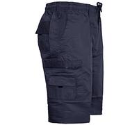 (AMIR)MENS CARGO COMBAT PLAIN SHORTS SUMMER COTTON BEACH SHORTS POCKETS LONG SZ 30-44[Navy ,XXXL]