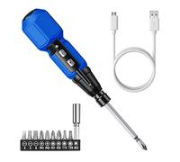 AMIR Power-Schraubendreher, kabellos, wiederaufladbar, elektrischer Schraubendreher mit LED-Lichtern und USB-Kabel, Blau