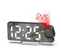AMIR Projection Alarm Clock for Bedroom, 7.9 in Display LED Alarm Clock with 180° Rotatable Projector, Digital Clock with Brightness/Large Screen/Temperature for Heavy Sleepers, Snooze
