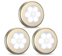 AMIR Under Cabinet Lights, 3 Pack Battery Powered Motion Sensor Night Light, Stick On LED Stair Lights with Adhesive Pads, Sensor Lights Indoors for Hallway, Stairway, Basement, Kitchen