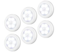 AMIR (Upgraded Version Motion Sensor Light, Cordless Battery-Powered LED Night Light, Stick-Anywhere Closet Light Stair Lights, Wall Lights for Hallway, Bedroom, Kitchen (White - Pack of 6)
