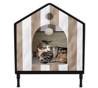 Amiralto Weatherproof Heated Cat House Deluxe - Outdoor Cat House with Scratch Wall & Hanging Ball, Easy to Assemble, Quality Oxford Fabrics - Ideal for Any Cat