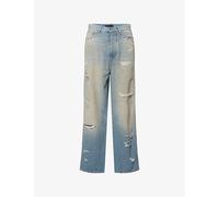 Amiri Mens Amiri Bones-Studded Baggy-Fit Denim Jeans Blue 32