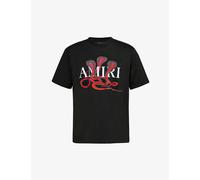 Amiri Mens Black Red Brand-embellished Crewneck Cotton-jersey T-shirt L