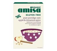 Amisa Organic Gluten-Free Pure Porridge Oats Apple & Cinnamon, 300g - High in Fibre & Gluten Free - The Perfect Breakfast Cereal