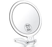 AMISCE 30x Magnifying Mirror, Travel Handheld Mirror - 2-Sided Hand Held Mirror with 1X 30X Magnification & Adjustable Handle/Stand, Portable Small Travel Makeup Mirror, Girl Women Mother's Gift