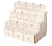 AMISENK 1:12 Scale Wood Tiered Display Rack Cabinet For Miniature Market And Exhibition Use Dollhouses Decoration Furniture Model Scene Decors