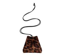 AMISENK 1. Retro Leopard Print Crossbody Bag Polyester Neck Purse with Zippered Compartments for Phone Keys Lipstick Lightweight Travel Essential Small Lipstick Purse
