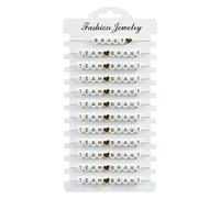 AMISENK 12xAcrylic Letter Bracelets Stylish Adjustable Wristband Stretch Beaded Beach Friendship Wristlet Dairy Wear Stretch Beaded Beach Party Wedding Jewelry Adjustable Wristband Personalized Gift