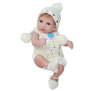 AMISENK 26cm Girl For Doll Brown Eyes White Pajamas Soft Silicone Toddler Babies Accompany Toy Birthday Tiny Clothes