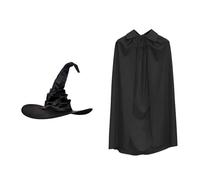 AMISENK 2Pcs Halloween Witch Costume Accessories Set Wizard Hat Witches Hat with Witch Cloak for Womens Girls Witches Hats for Women