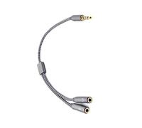 AMISENK 3.5mm Male To 2x 3.5mm Female Cable Headphone Extension Cord Braided For Amplifiers Laptop Tablets Metal Microphone Extension