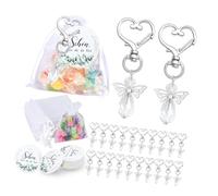 AMISENK 30Pcs Wing Metal Keychain with Drawstring Bag for Wedding Baby Showers Party Gifting Wing Pendant