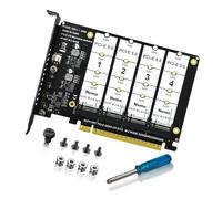 AMISENK 4 Bay NVMe Drive PCIe Expansion Card Supporting PCIe3.0/PCIe4./5. Including LED Indicators Large Capacity Storage Drive Development Board