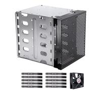 AMISENK 5.25" To 3.5 Rack Stainless Steel Hard Drive Cage For Computer Cage Hard Drive Tray Rack With Fan Space