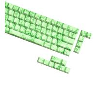 AMISENK 64/74Key Translucents Keycaps Jades Theme Side Print Backlit Shining Through Keycaps For 60 80 61/64/68/75/87 Keyboards Emerald Theme Keycap