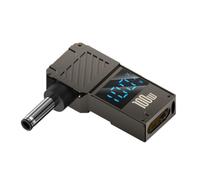 AMISENK 90 Degree Angled USB C Power Adapters 100W Fast Charging For 7450 Laptops Real Time Voltages Current Portable USB C To Power Supply With Real Time Monitors