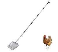 AMISENK Adjustable Metal Poultry Waste Shovel with Extended Handle for Chicken Coops & Pet Stainless Steel Animal Waste Scoops