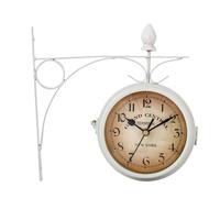 AMISENK Antique Iron Double Side Wall Clock Easy to Read Hanging Clocks Home Decors for Outdoor Indoor Photography Props Hanging Clocks on Double Side