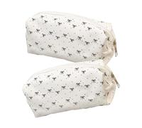 AMISENK Bows Decoration Storage Bag Spacious Interior Multi Compartment Organiser Side Handle Easy Carry for Student Office Use Drawer Friendly Travel Pencil Case