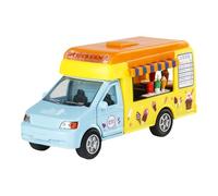 AMISENK Cartoon Ice Cream Truck Model With Sound Light Pull Back Vehicle Collectible Toy For Home Decoration Kids Gifting Miniature Food Truck