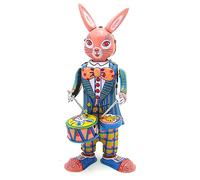 AMISENK Clockwork Drumming Robot Wind Up Cartoon Antique Tinplate Vintage Toy Adornment For Adults Kids Children Birthday Gift Clown Toys For Kids