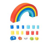 AMISENK Colorful Rainbows Building Blocks Set Animal Balancing Geometry Toy Educational For Kids Geometry Learning Rainbows Building Creative Stacking Colorful Geometric Shapes Spatial Cognition