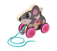 AMISENK Cute Walk-A-Long Encourage Walking Toy Early Learning Education Develop Hand-Eye Coordination Wooden Pull Toy Dog