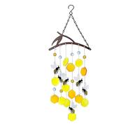 AMISENK Decorsative Glass Wind Chimes Bees Theme Garden Ornaments Memorial Porch Balconies Tree Hanging Decors Garden Wind Chimes With Bees