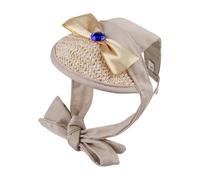 AMISENK Dog Sun Hat Adjustable Strap Straw Caps For Outdoor Activity Walking Camping Sun Hat With Ear Holes For Small Dogs Adjustable Dog Caps