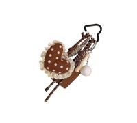 AMISENK Dot Lace Heart Charm Bag Accessory Soft Cotton Embellishment for Handbags Backpacks Handbag Easy Clip on Decoration Fashion Heart Lace Bag Charm