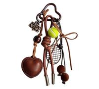 AMISENK Elegant Brown Leather Keyring Accessory Soft Lightweight Design Stylish Her & Purse Decor Keyring Charm