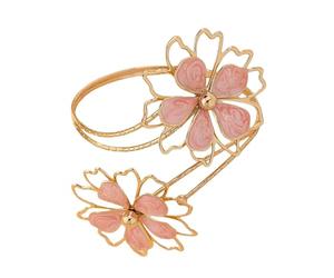 AMISENK Elegant Floral Kirsite Bangle Asymmetric Artistry Lightweight & Versatile for Stylish Occasions Multifunctional Art Deco Arm Jewelry