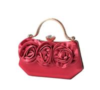 AMISENK Elegant Floral Rhinestones Satins Clutches Evening Bag For Wedding Formal Event Women Crossbody Chain Handbag Purse Wedding Party Clutch