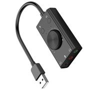 AMISENK External USB Sound Card Adapter Adjustable Headphone With 3 Port Output For Laptop Desktop Computer Headphone
