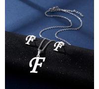 AMISENK Fashion Charm Necklace Unisex Ear Studs Neck Jewelry Man Present Stainless Steel Texture Suitable For Various Occasion Letter Ear Jewelry For Women