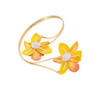 AMISENK Fashionable Frangipani Designs Iron Bangle Comfort Fit Adjustable Closure Wrist Jewelry Gift Ideas for Her Unique Styles Adjustable Flower Arm Jewelry
