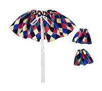 AMISENK Festive Rainbow Checkered Clown Costume Essentials with Detachable Collar & Cuffs for Stage Outfits Clown Shawl and Wrist Cuffs Set
