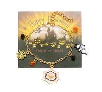 AMISENK Minimalist Halloween Theme Charm Alloy Unique Wrist Jewelry with Extendable Chain for Daily Outfits Flexible Sizing Bat