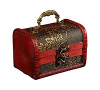 AMISENK Modern Jewelry Box Storage Space Lid Stylish Organizers Wood & PU Texture Suitable for Home Decors and Daily Use Vintage Display Case