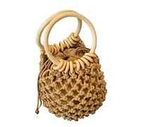 AMISENK Natural Straw Bag Handbag Tote Round Top-handle Hollow Handwoven Bags Beach Bag Retro Wicker Bags For Women Hollow Handbag Rattan Tote Basket