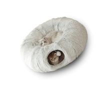 AMISENK Pet Lounger Hideaway Portable Bed With Tunnel Washable For Indoor Hiking Camping Play Tunnel Pet Sleep Solution