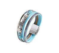 AMISENK Sea Star Soft Faux Leather Multi-Layer Wrist Bangle Hand Jewelry for Casual to Formal Occasion Shell
