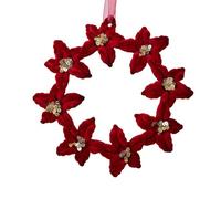 AMISENK Shatterproof Christmas Tree Decoration Sequins Velvety Deer/Butterfly/Snowflake/Wreath Pendant For Holiday Tree Mantels Christmas Decorations Wine Red Bowknot