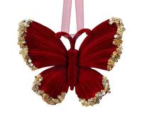 AMISENK Shatterproof Christmas Tree Decoration Sequins Velvety Deer/Butterfly/Snowflake/Wreath Pendant For Holiday Tree Mantels Christmas Decorations Wine Red Bowknot