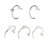 AMISENK Stainless Steel Clip on Lip Rings Punk Jewelry Punk Nose Rings Set Metal Texture for Alternative Fashion Enthusiasts Trendy Lip Accessory
