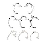 AMISENK Stainless Steel Clip on Lip Rings Punk Jewelry Punk Nose Rings Set Metal Texture for Alternative Fashion Enthusiasts Trendy Lip Accessory